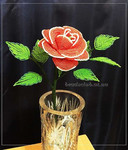роза  из бисера в вазе