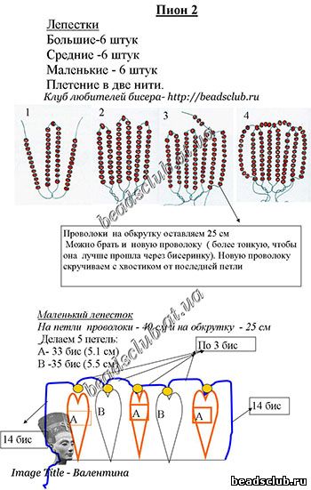 пион бисер схема